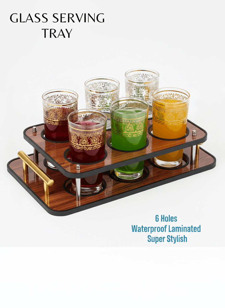 Luxury 6-hole glass serving tray for dining table